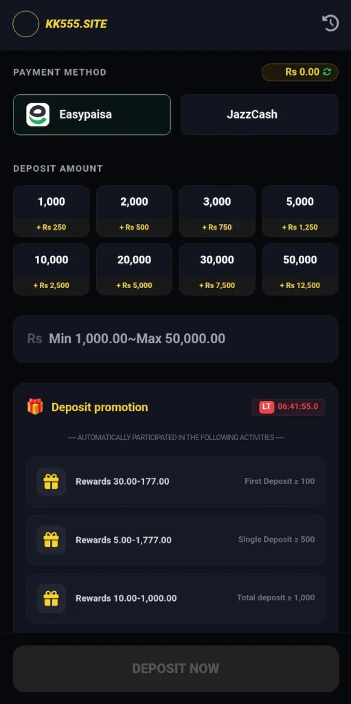 KK555 Deposit and Withdraw