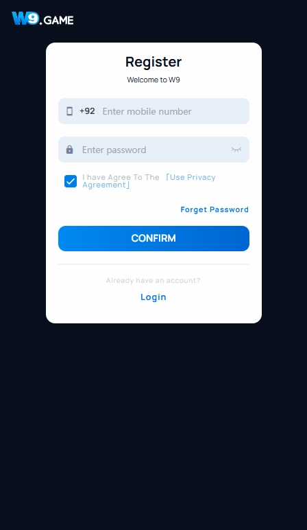 W9 Register & Login